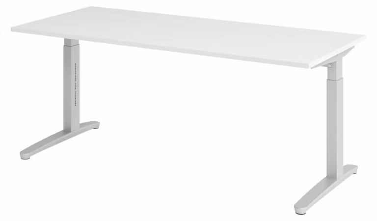 Scrivania bümö Serie XB - Decorazione: bianco, struttura: argento, dimensioni: 180 x 80 cm