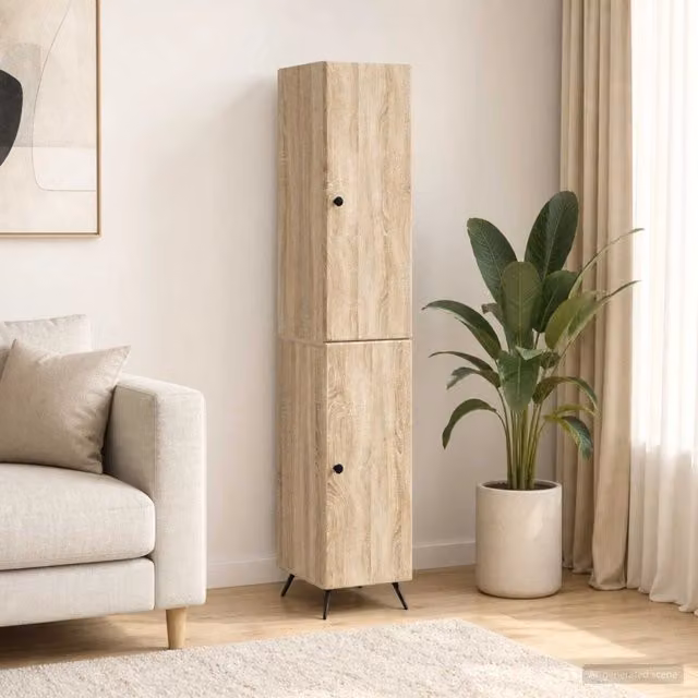 Set di 2 armadi moderni vidaXL in legno MDF color rovere marrone per soggiorno o ufficio in casa – 1
