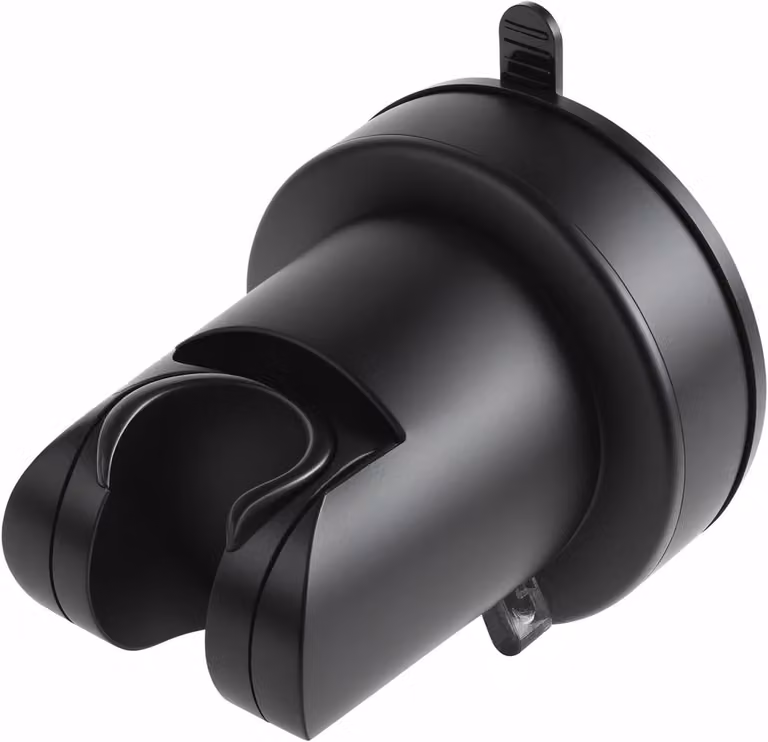 Supporto regolabile per soffione doccia, con ventosa da 7 cm, in plastica ABS, colore nero, per bagno