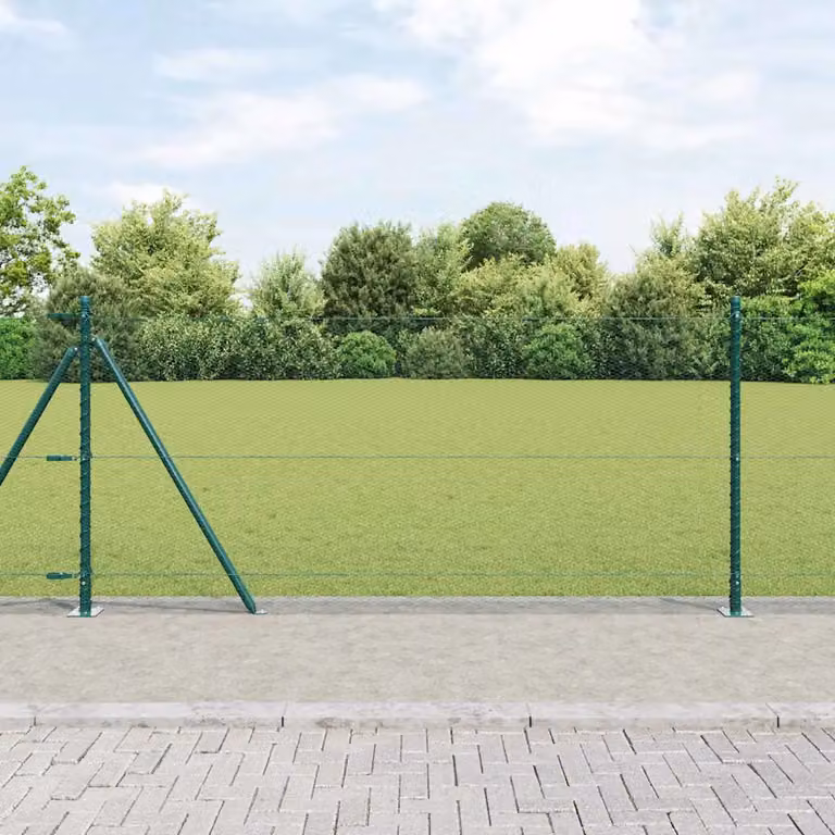 vidaXL Recinzione esagonale con base in cemento Verde Foresta, rivestimento in PVC e acciaio