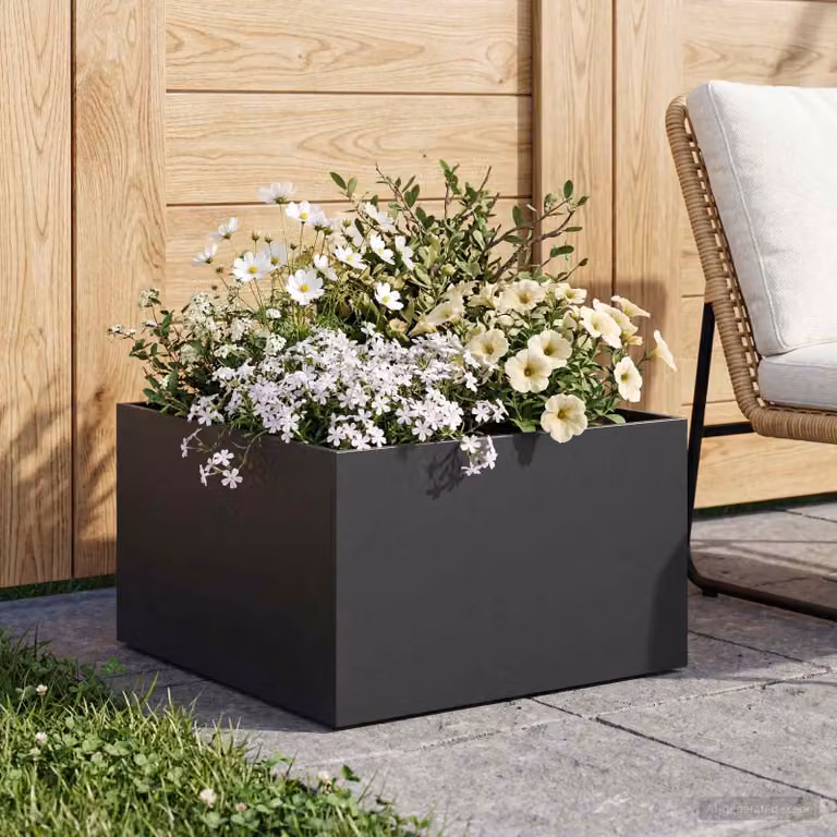 Vaso da giardino vidaXL in acciaio nero L: 40 cm, P: 40 cm, H: 30 cm