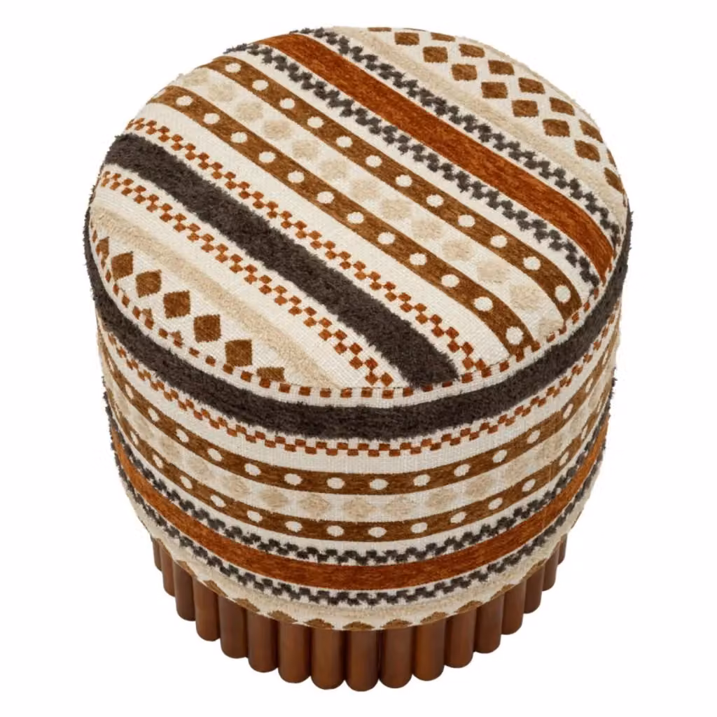 Pouf etnico a cubo multicolor KENDRA HOME con rivestimento in tessuto e struttura in legno, L/P/H: 40 x 40 x 40 cm – 2
