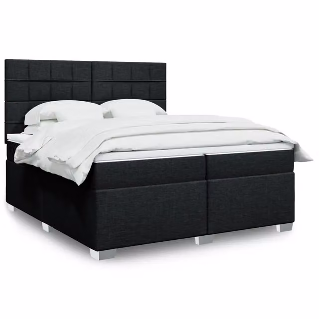 Letto Ibrido vidaXL con Giroletto a Molle e Materasso Nero e Bianco in Tessuto L/P/H: 200 x 200 cm
