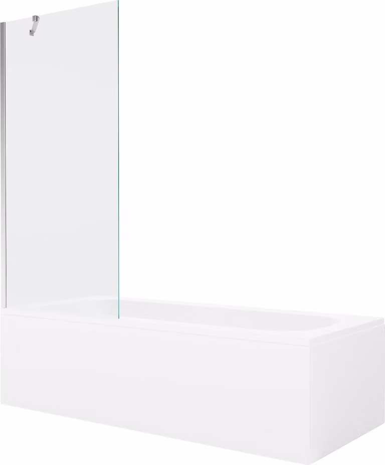 Mexen Vega vasca rettangolare 160 x 70 cm con pannello e paravento a 1 anta 80 cm, trasparente, cromo - 550116070X9508000001