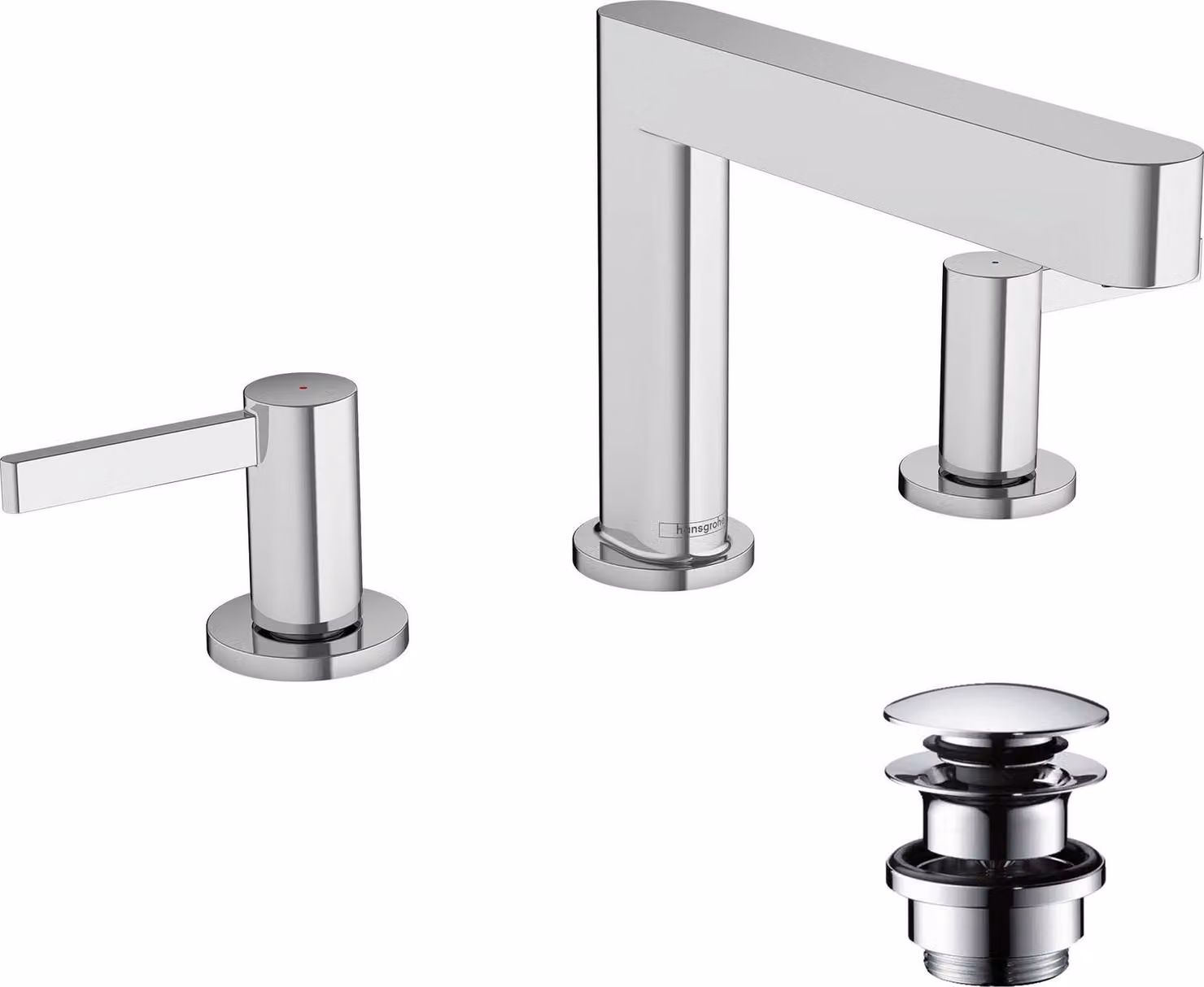 hansgrohe Finoris robinetterie de lavabo 3 trous 110 avec vidage Push-Open, portée 169mm, 76033000, 76033000
