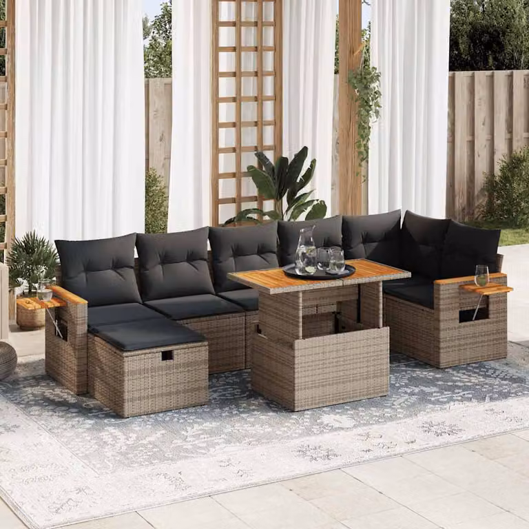 Maison Exclusive - Set divani da giardino 5 pezzi con cuscini grigio polyrattan