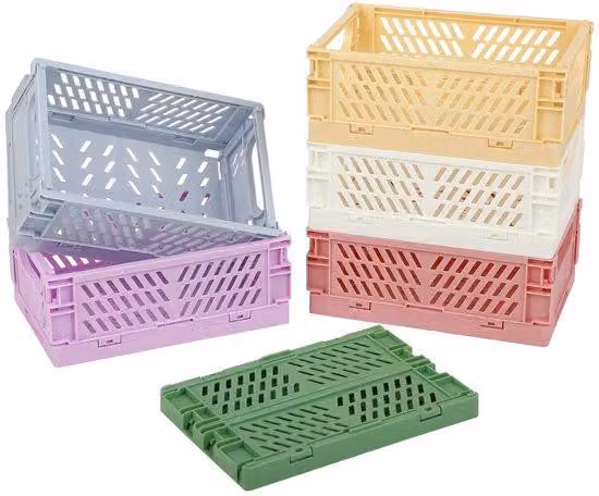 Ibenzoa® Set da 6 mini contenitori pieghevoli, in plastica, compatti, dimensioni 15 x 10 x 1,5–6 cm, colorati (blu, giallo, rosa, bianco), ideali per cucina, bagno, ufficio