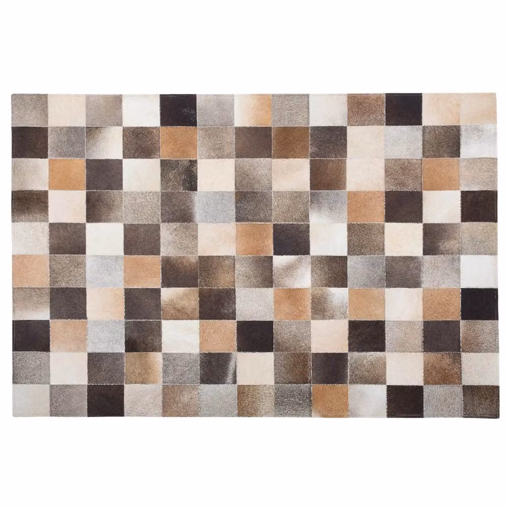 Tappeto Patchwork in Pelle Bovina Multicolore e Grigio BELIANI, Rettangolare, Fatto a Mano, L: 160 cm x P: 230 cm – 2