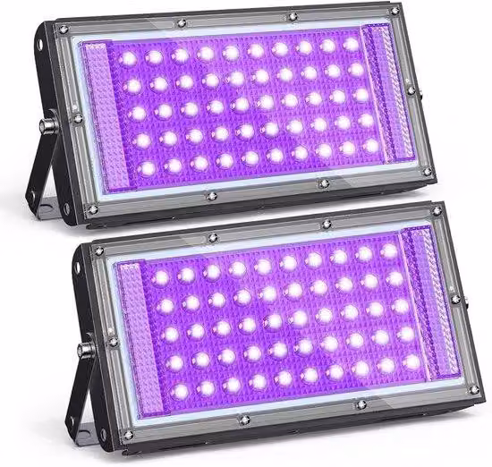 Lampada UV da 50 W - Luce nera - 385-400 nm - Impermeabile - LED - Nera - Per festival ed eventi festivi