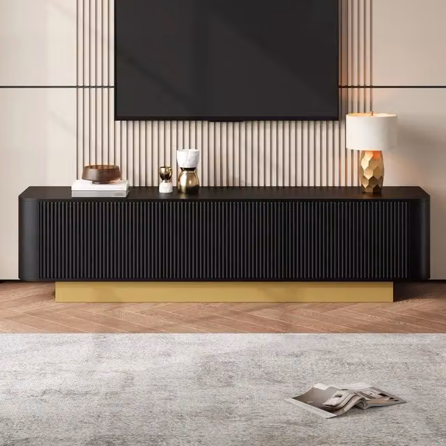 Mobile TV 170 cm con Vano Contenitore ¨C Xylo ¨C Bianco, Design Arrotondato, Gestione Cavi