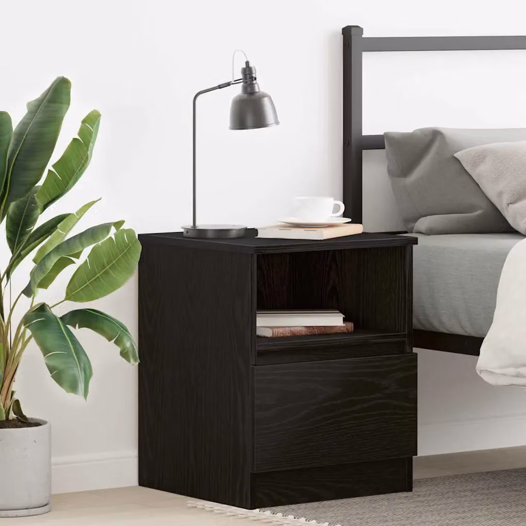 Armadio da notte vidaXL in stile rustico, colore nero e marrone, L 40 cm x P 40 cm x H 50 cm