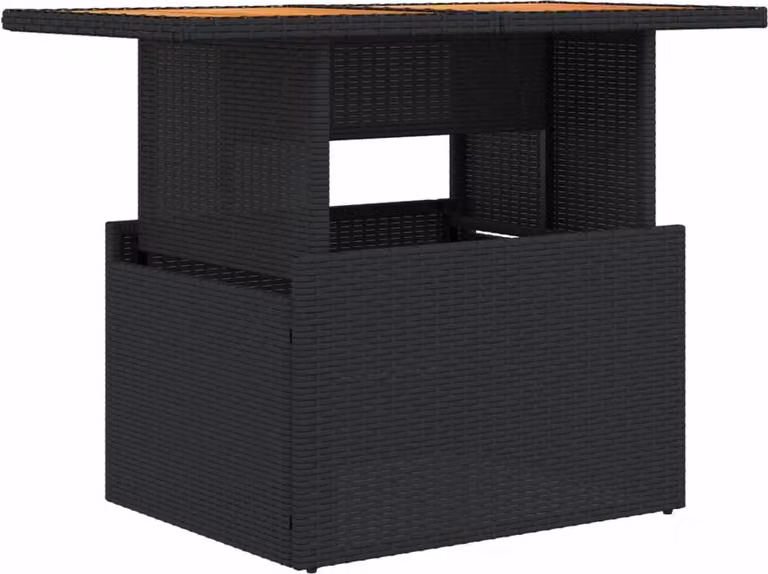 Tavolo da Giardino Nero 100x55x73 cm Polyrattan e Legno Acacia