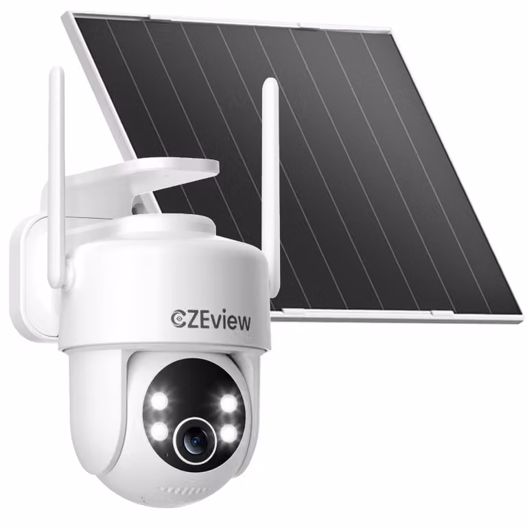 Telecamera di sicurezza da esterno - 10W alimentata a energia solare - Risoluzione 4 MP - Wi-Fi wireless - Visione notturna a colori