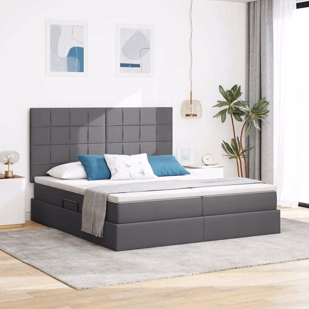 Letto con Contenitore vidaXL Grigio con Base a Sollevamento L/P: 200 x 200 cm – 1