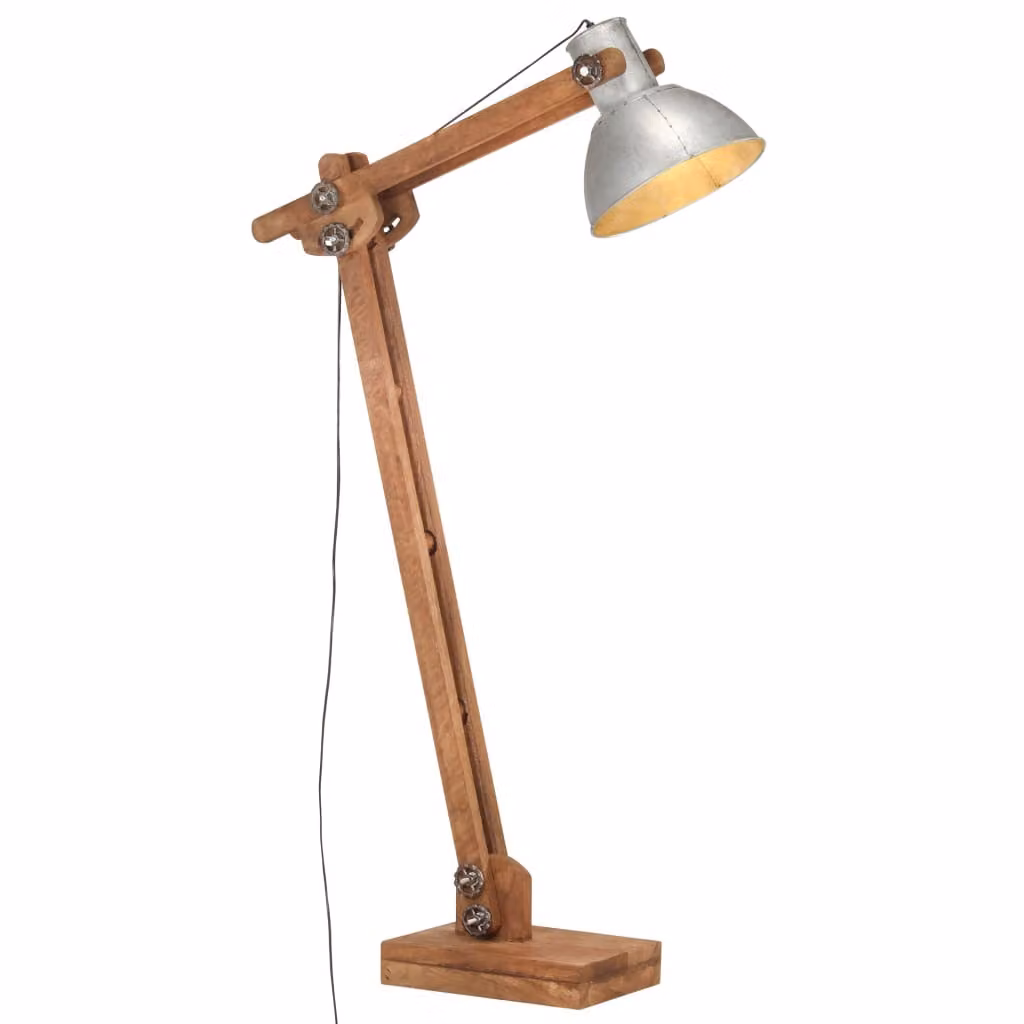 The Living Store Lampada da terra in legno massiccio Silver Mango E27