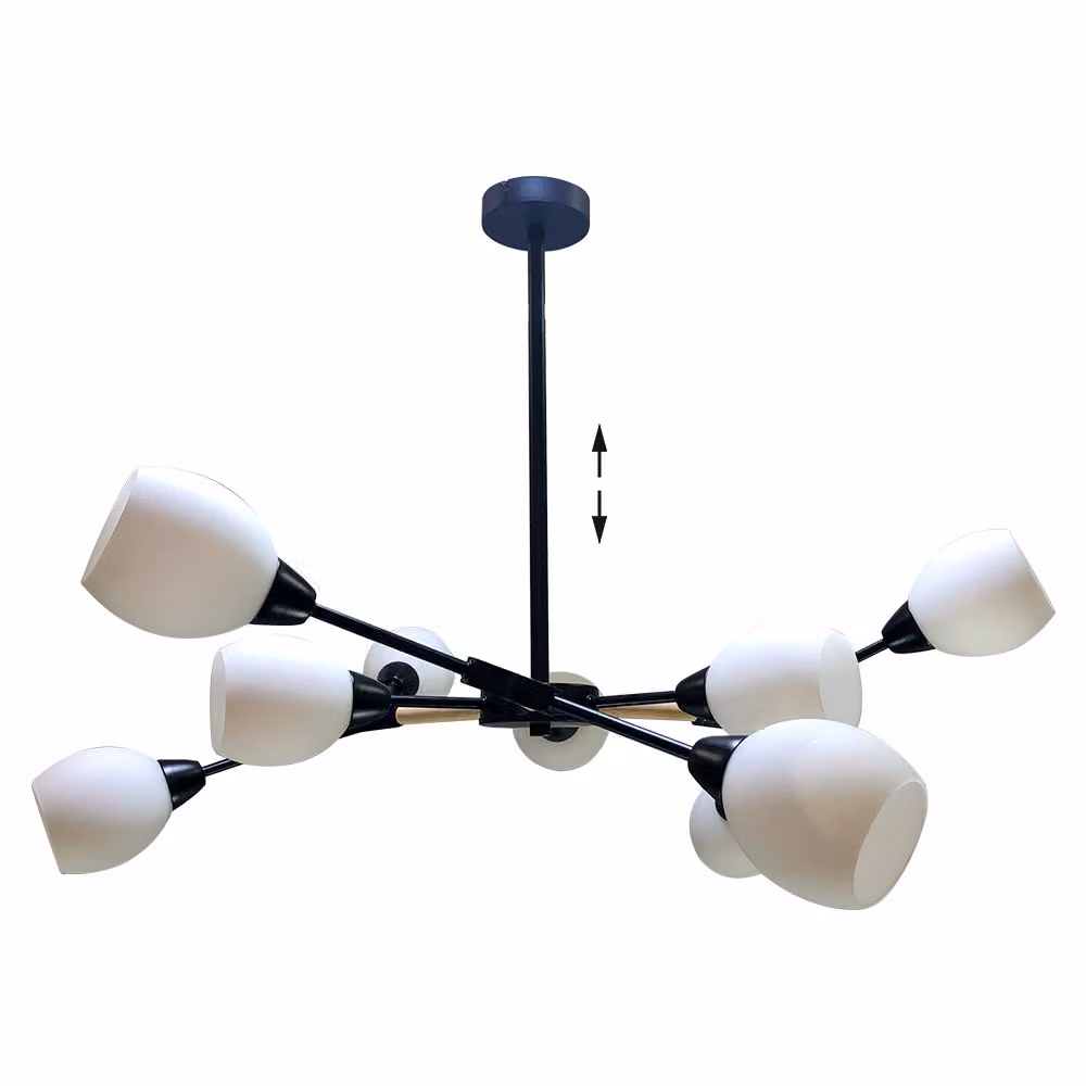 Plafoniera CITTERIO 9xE14/40W Ø80cm metallo/legno/vetro dimmerabile regolabile in altezza