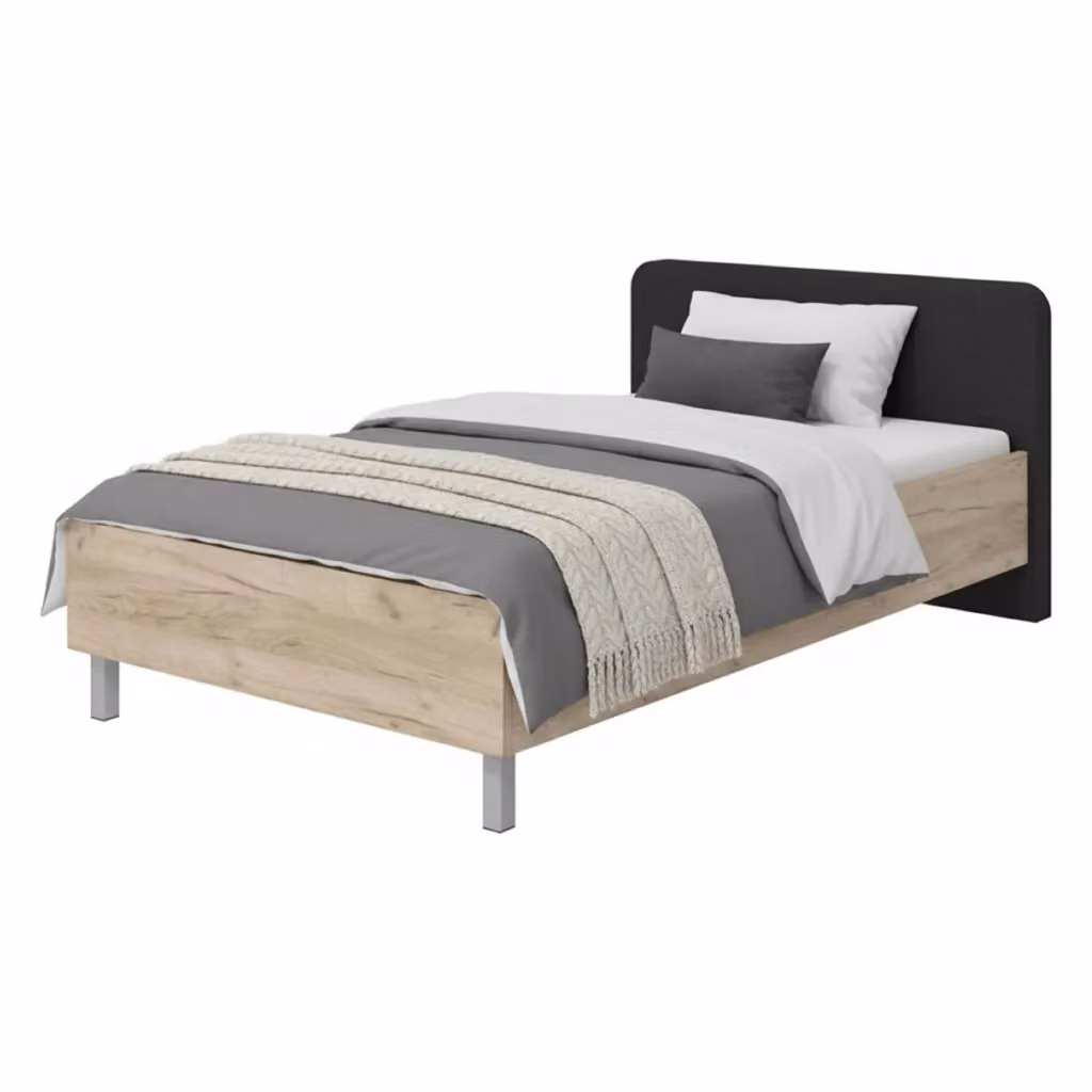 Letto Norcia DMORA in Rovere e Grigio, L/P: 120 x 200 cm – 2