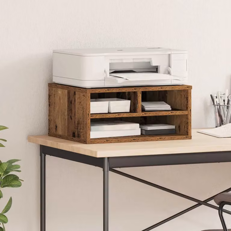 vidaXL Supporto per Stampante in Legno MDF Marrone L: 49 cm, P: 40 cm, H: 22,5 cm
