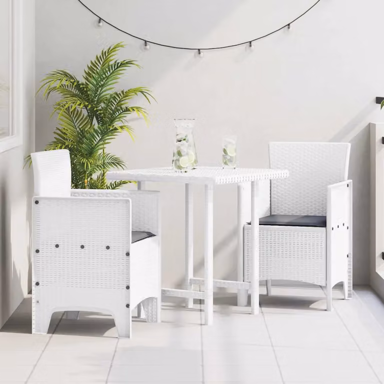 Set di 2 sedie da giardino vidaXL bianche in plastica resistente alle intemperie con braccioli