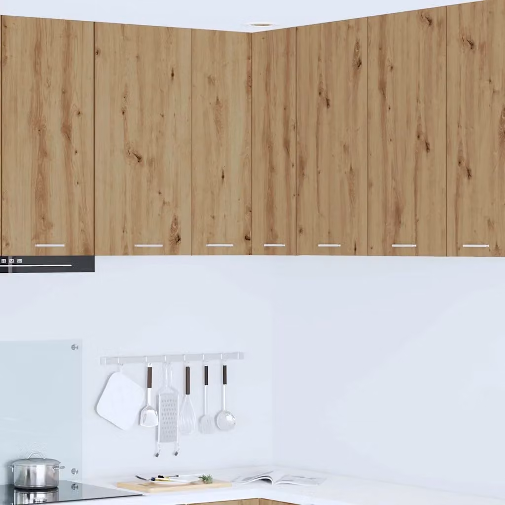 vidaXL Armadio pensile da cucina moderno in MDF con ante a battente, Rovere e Bianco, L/P/H: 57 x 57 x 80 cm