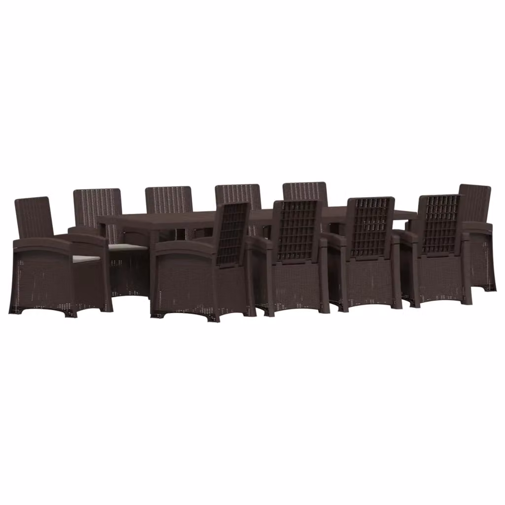 Set da pranzo da giardino moderno vidaXL in polyrattan marrone e grigio – 2