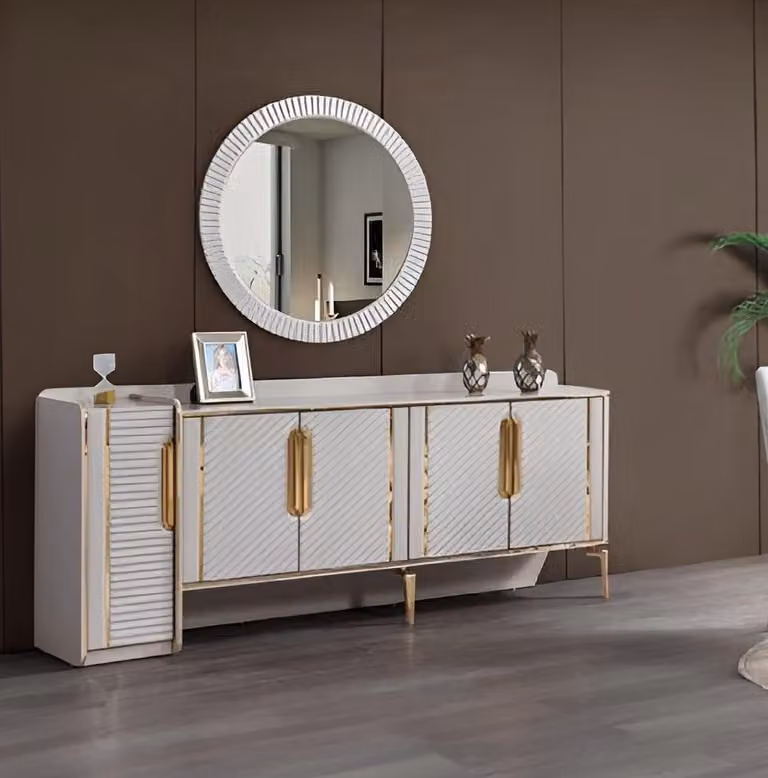 Anrichten Spiegel Weiße Holz Schubladenschrank stil möbel Sideboard Kommode