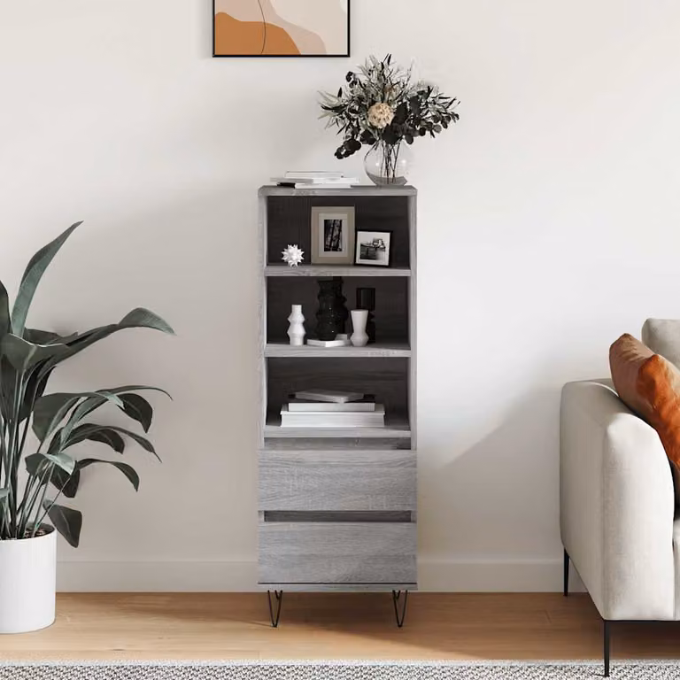 Credenza in stile industrial vidaXL in legno e metallo, Grigio Sonoma, L: 40 cm, P: 36 cm, H: 110 cm