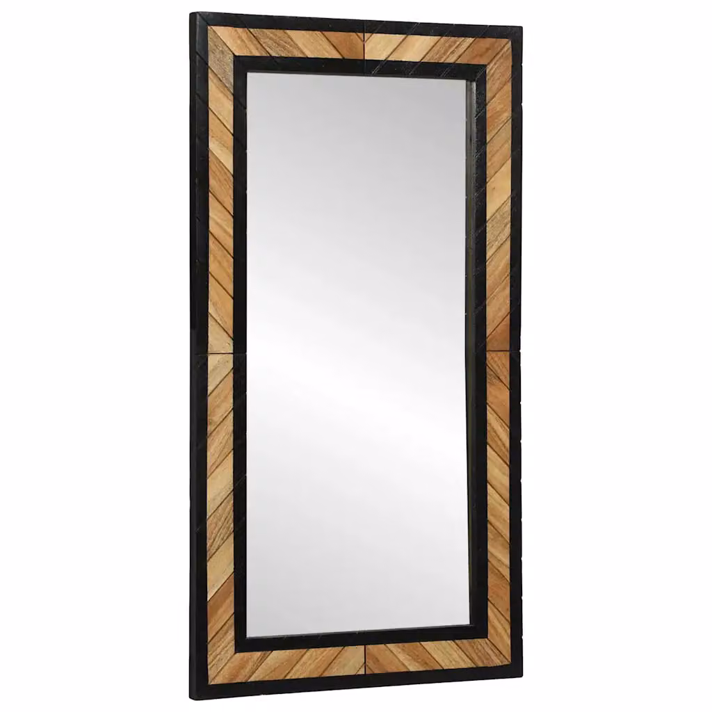 Specchio da parete rettangolare rustico vidaXL in legno nero e marrone L: 90 cm, H: 50 cm, P: 2 cm