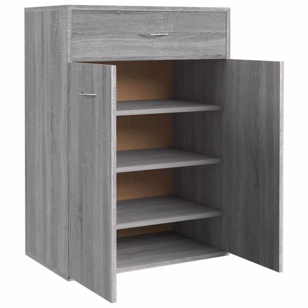 Scarpiera mobile contenitore moderna in MDF grigio per ingresso, corridoio o soggiorno, L/P/H: 60 x 35 x 84 cm – 2