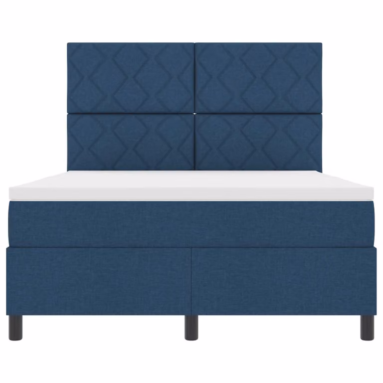 Letto a molle vidaXL con materasso, illuminazione LED blu sotto il letto e porte USB, struttura in tessuto e legno, L/P: 160 x 200 cm
