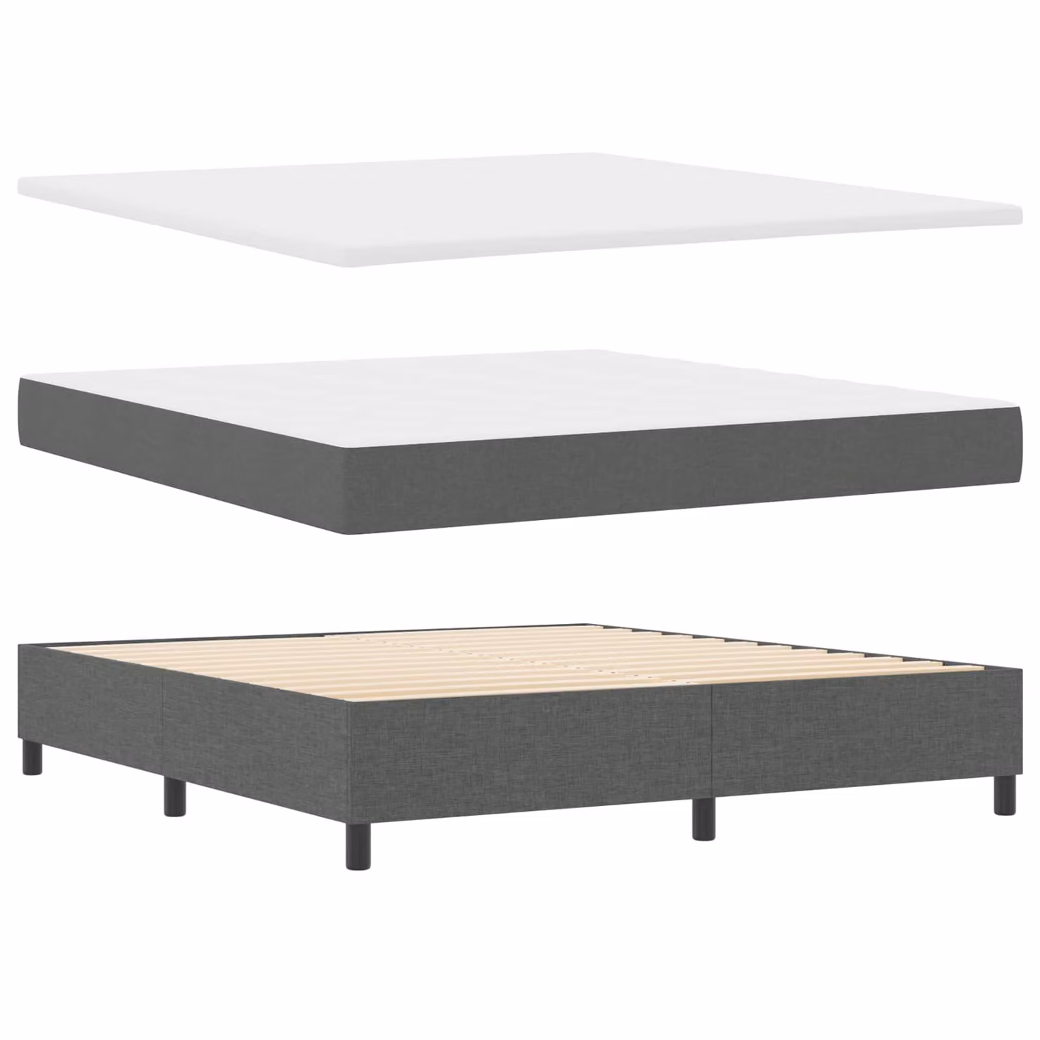 Letto a molle con strisce LED e porte USB vidaXL, Grigio, L/P: 180 x 200 cm