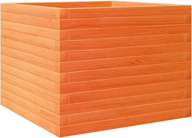Fioriera | Cassetta per fiori | Vaso Giardino Marrone Cera 60x60x45,5cm Legno Massello Pino