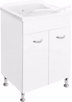 Lavatoio Taco con mobile ad anta in materiale idrofugo Bianco L: 45 cm, P: 50 cm, H: 85 cm