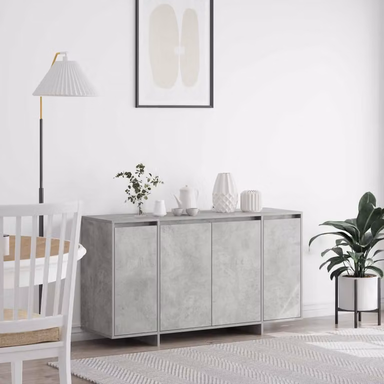 Credenza vidaXL in legno ingegnerizzato grigio, stile minimalista, L 135 x P 41 x H 75 cm