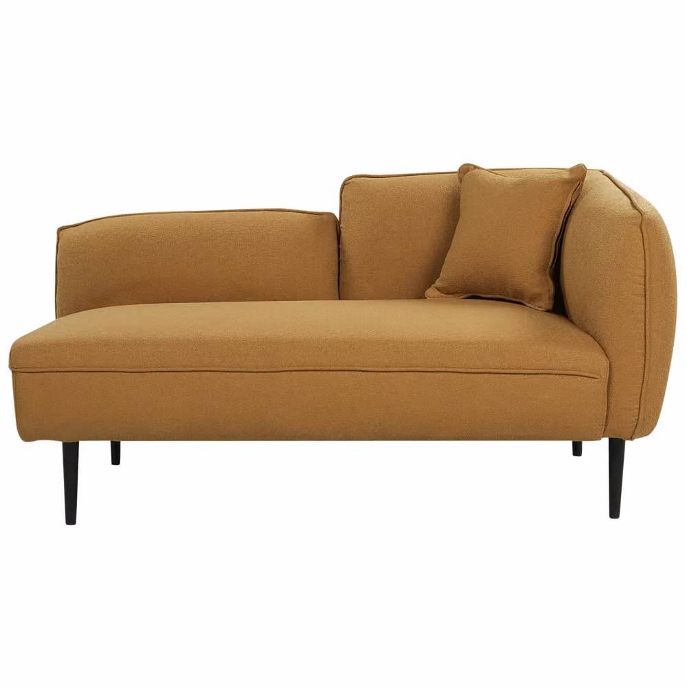 Chaise longue BELIANI a forma a L con lato destro, rivestimento in tessuto bouclé giallo e cuscini inclusi, L/P/H: 230 x 138 x 77 cm – 2