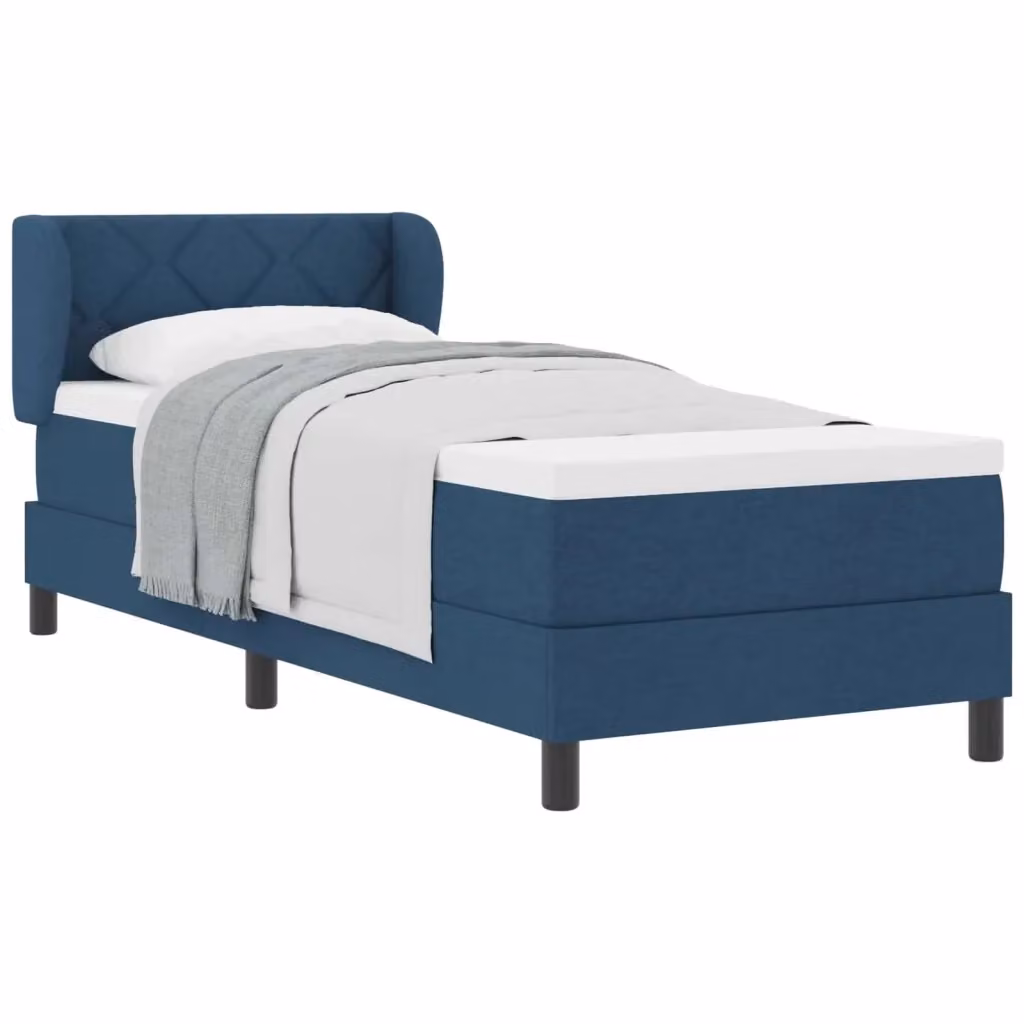 Letto a molle con testiera vidaXL in tessuto blu e nero L: 80 cm, P: 200 cm, H: 83 cm – 2