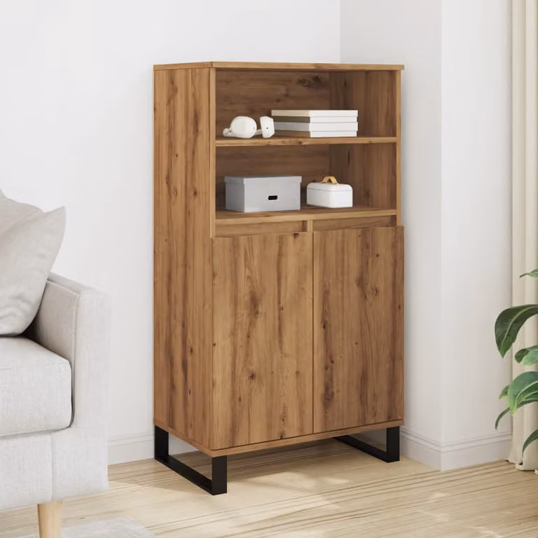 Credenza in stile industriale vidaXL in legno e metallo, colore rovere, L 60 cm x P 36 cm x H 110 cm