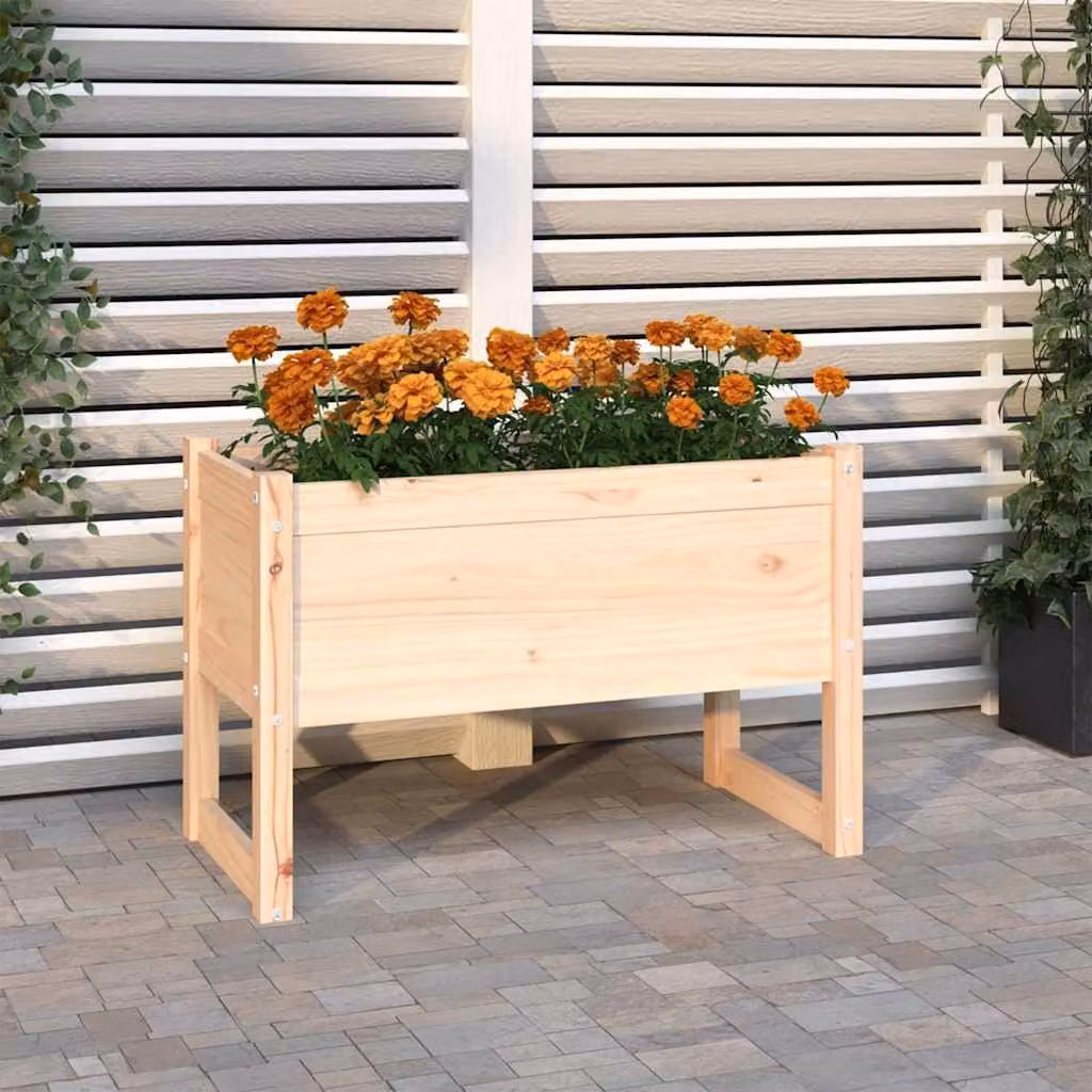 Fioriera rialzata vidaXL in legno di pino, colore marrone o beige, L 78 cm x P 40 cm x H 52 cm