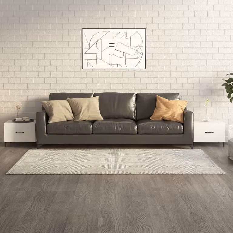 The Living Store Tavolini con gambe in metallo 2 pz. Bianco lucido 50x50x40 cm