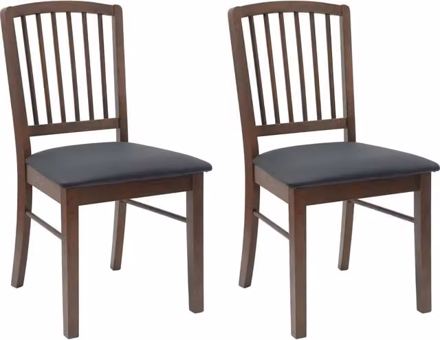 Set di 2 sedie da pranzo moderne in legno di gomma color marrone, L: 50 cm, P: 52,5 cm, H: 91 cm