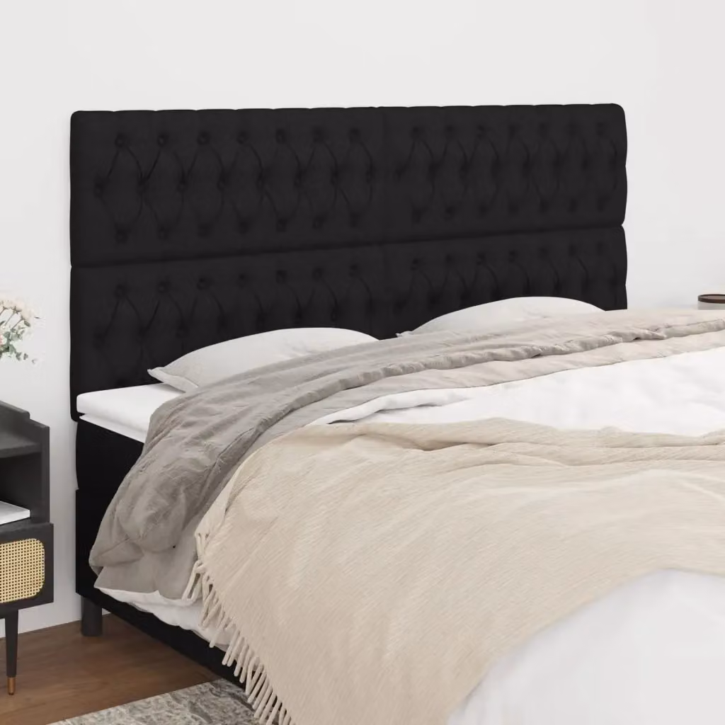 Testiera classica in tessuto nero con struttura in legno di larice L: 180 cm, P: 7 cm, H: 118/128 cm – 2