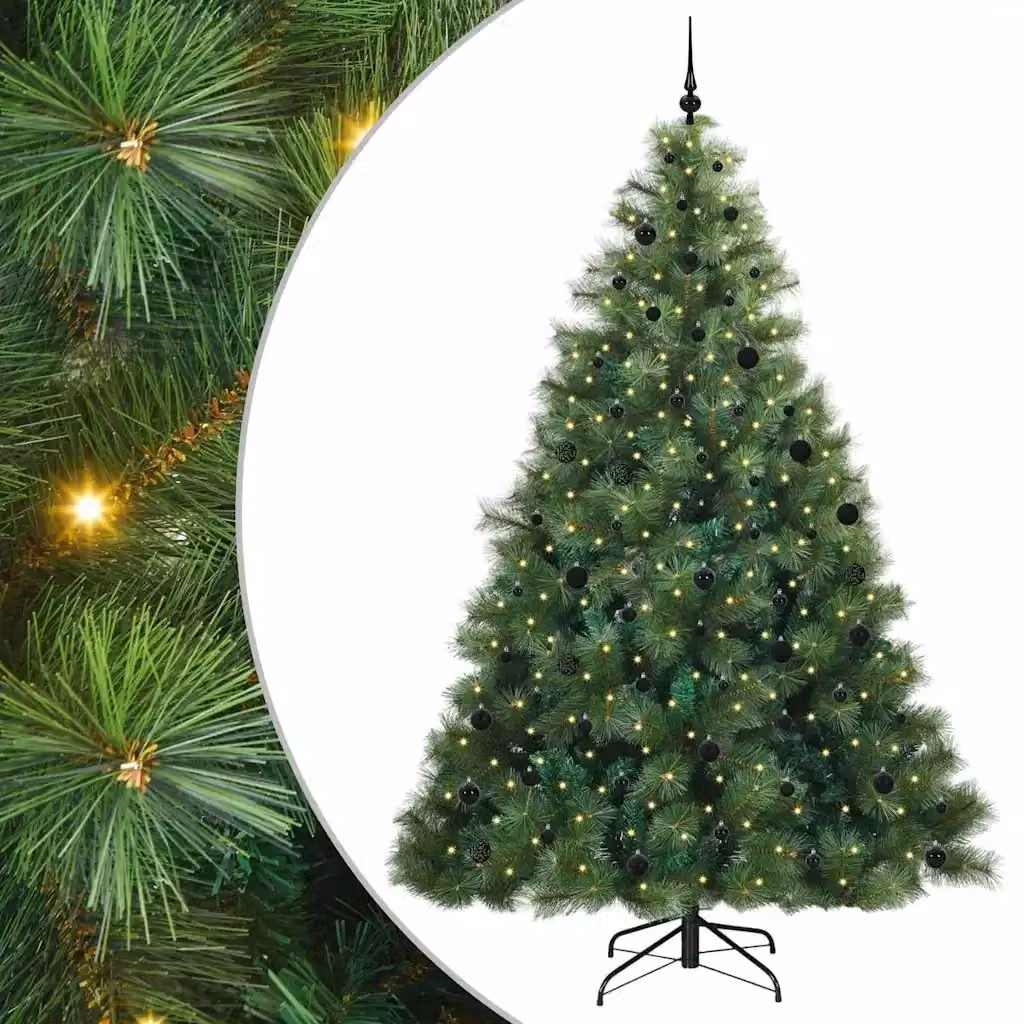 Albero di Natale artificiale moderno vidaXL verde con 300 LED luce bianca calda in PE e PVC, Altezza: 240 cm – 2