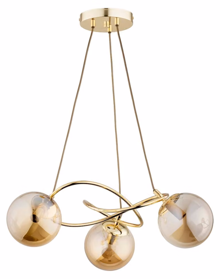 Lampada a sospensione VELTA oro-ambra 3xE14x10W in metallo, dimensioni: 56x60x60 cm, IP20, Alfa