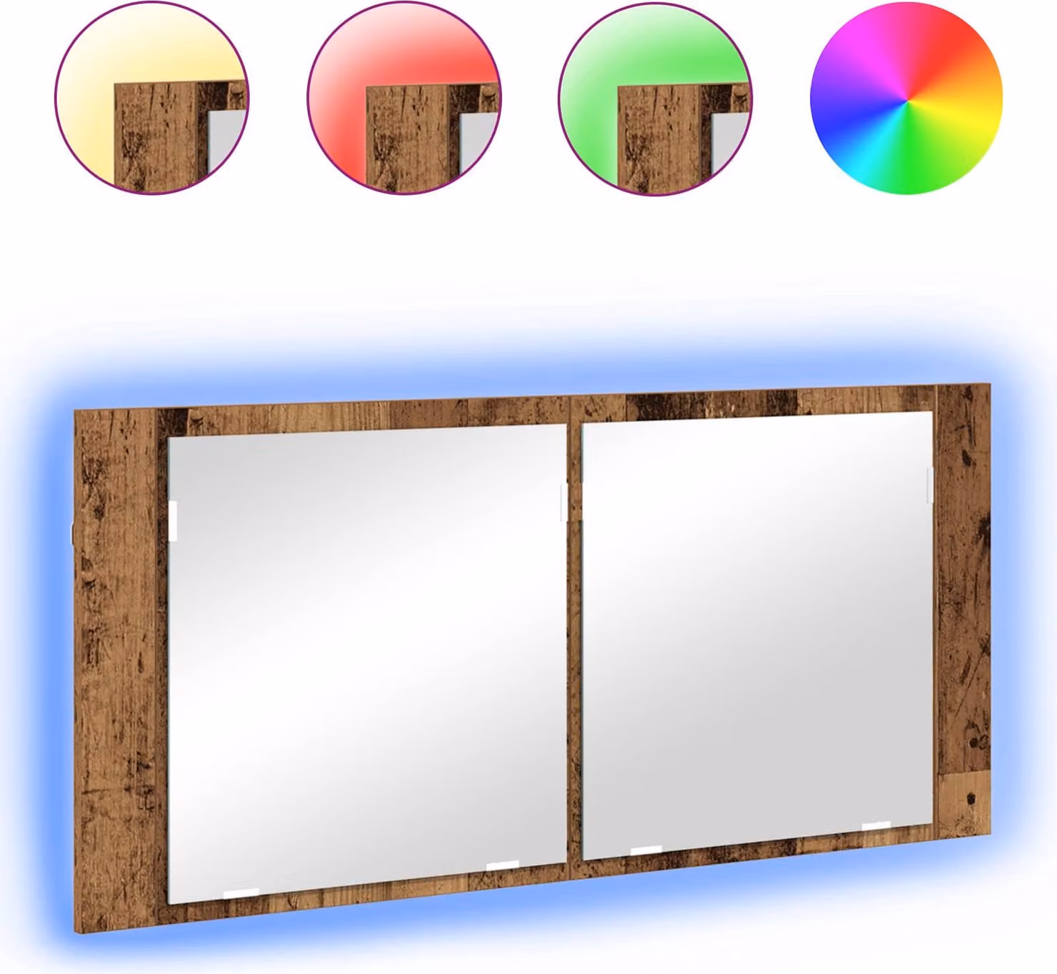Armadio Specchio LED con porta Legno vecchio 100 x 12 x 45 cm