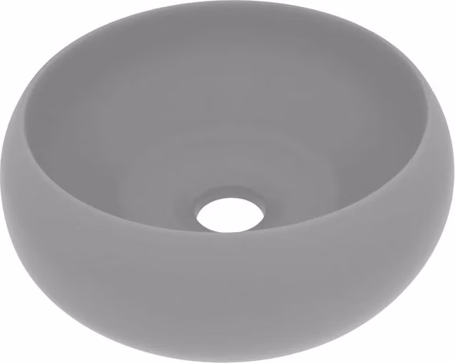 Lavabo da appoggio rotondo di lusso lavabo da bagno lavello da cucina guardaroba arredamento per la casa 40 x 15 cm ceramica grigio chiaro opaco 02_0002746
