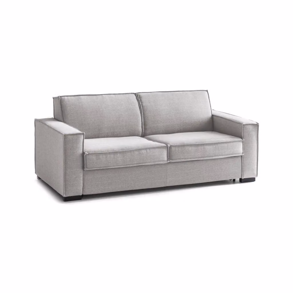 Divano Letto Adalberto Talamo Italia, Sofà 3 Posti con Apertura Girevole e Braccioli Slim, Rivestimento in Tessuto Grigio, L: 200 cm, P: 95 cm, H: 90 cm – 2