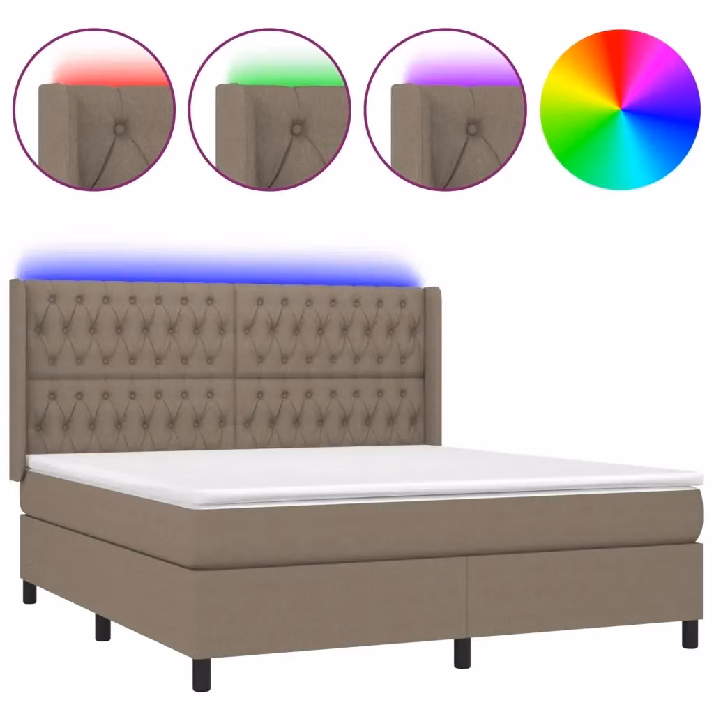 Letto Ibrido con Materasso e Illuminazione LED vidaXL in Tessuto Beige e Grigio L/P: 180 x 200 cm – 2