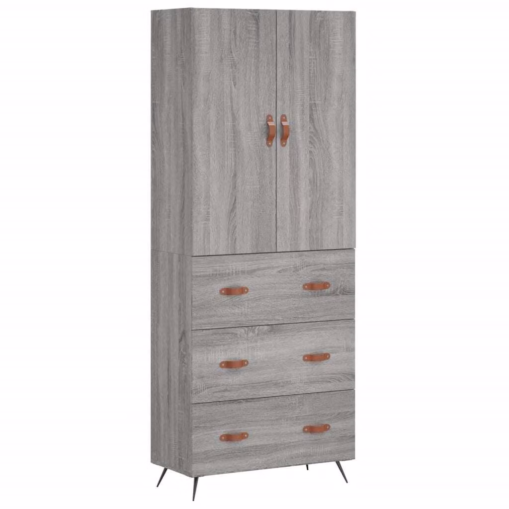 Credenza Grigio Sonoma 69,5x34x180 cm in Legno Multistrato