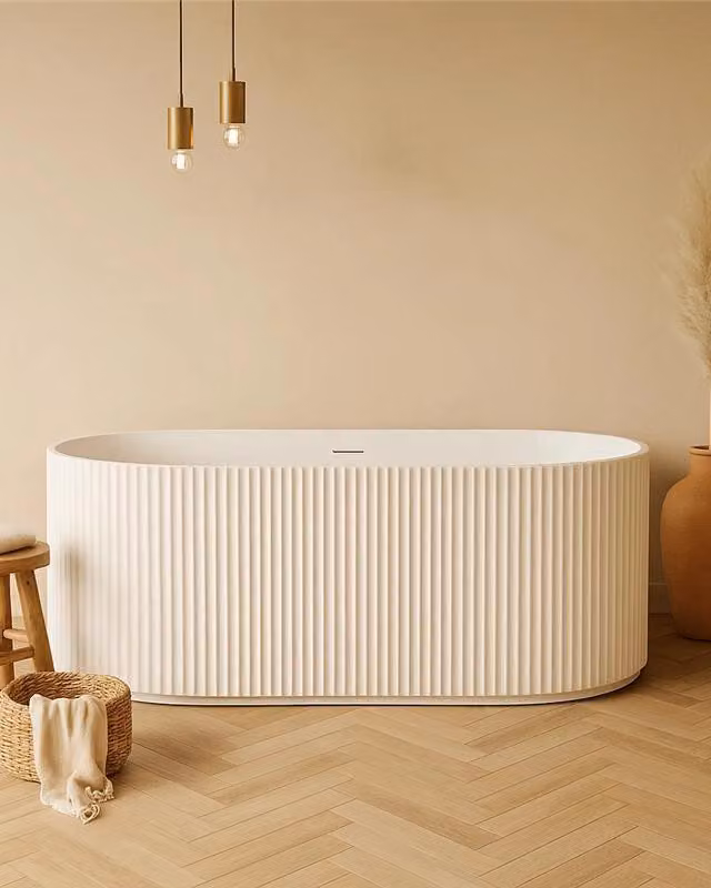 Vasca 170x80 Jeorgia freestanding in acrilico cannettato bianco lucido
