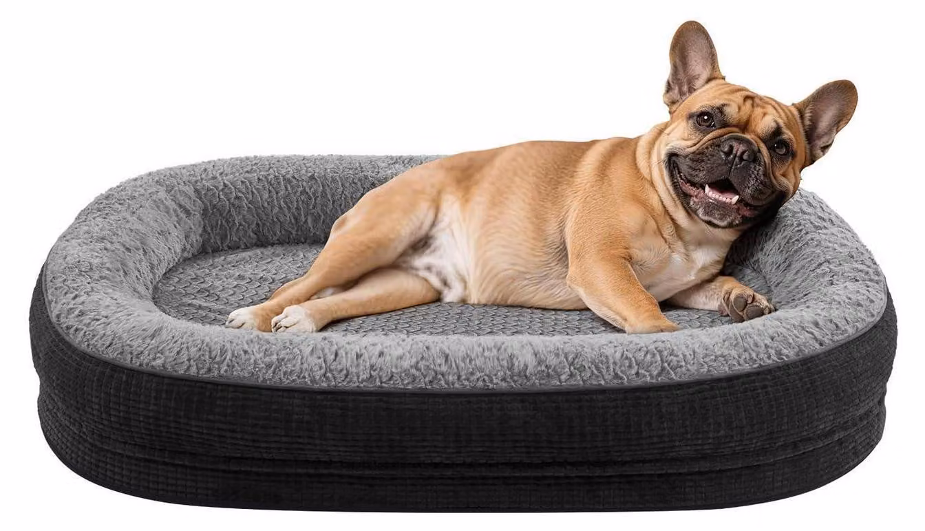 Cuccia ortopedica per cani, 71x58 cm, nera, in pile, impermeabile